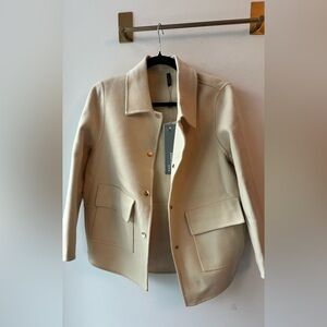 1031. Beige Wool Blend Jacket Gold Buttons P2P 21 🆕